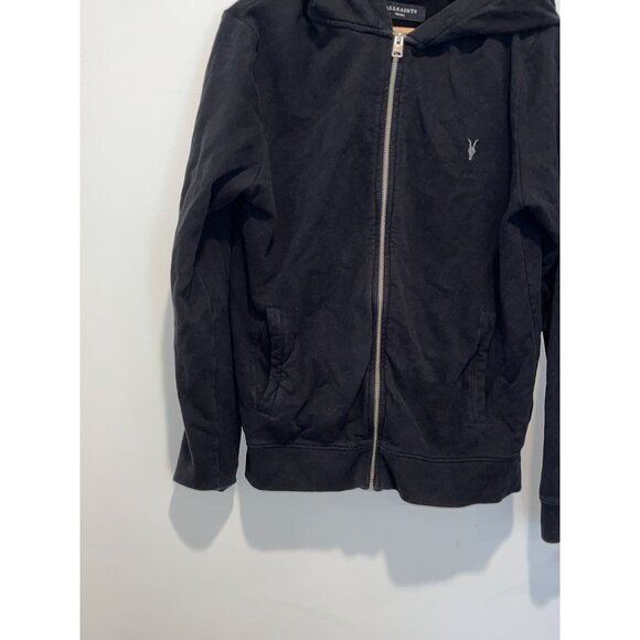 AllSaints Ave Zip Black Cotton Hoodie Sweatshirt Men  size small - Picture 3 of 8
